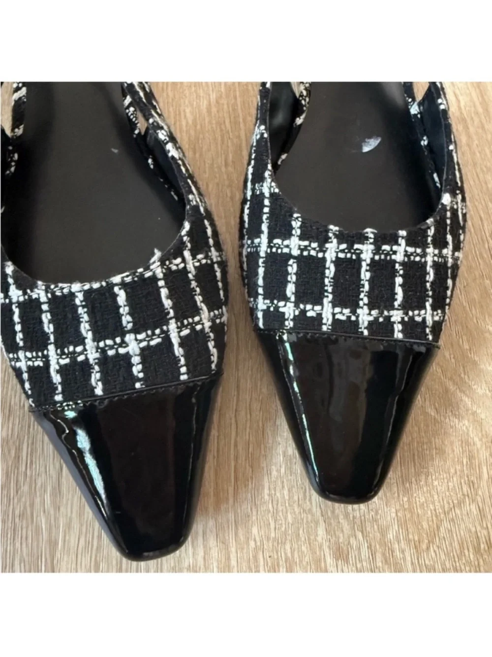 Kensie Black and White Tweed Women's Slingback Shoes NWOT size 8